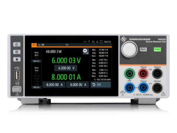 NGU201 Two-quadrant source measure unit SMU, 20V, ±8A, 60W, with DVM and battery simulation