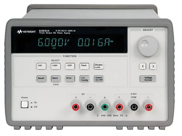 E3631A 80W, 1 x 6V/5A, 2 x 25V/1A, triple output DC power supply