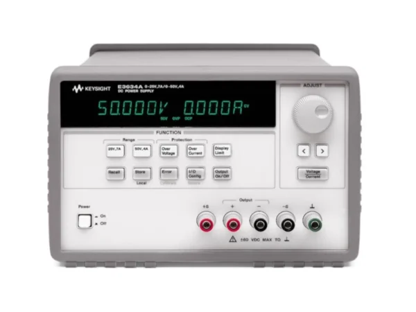 E3634A 200W, 25V/7A or 50V/4A, DC power supply