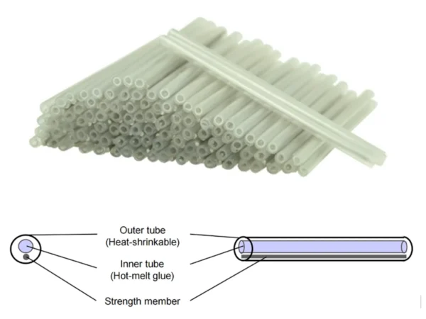 Splice protector sleeves (100), single-fibre, length 45 mm, after shrink diameter 2,8 mm